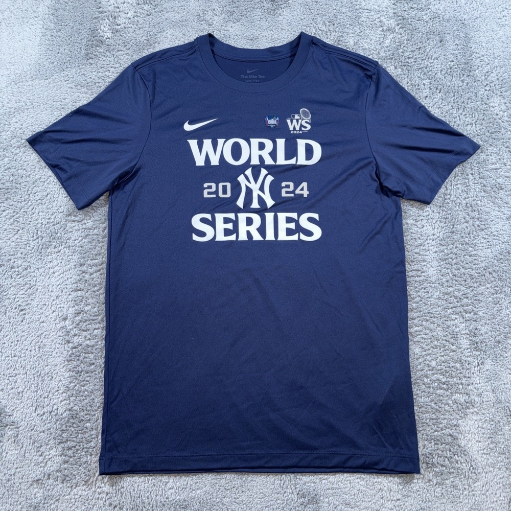 New York Yankees Nike Dri Fit 2024 World Series Shirt Navy Mens Size Med NWOT